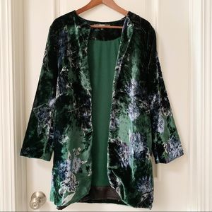 Anthro Eva Franco Green Velvet Car Coat Size M